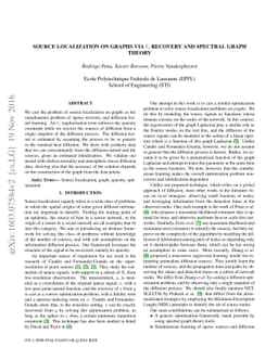 Source Localization on Graphs via l1 Recovery and Spectral Graph Theory