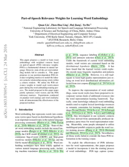 Part-of-Speech Relevance Weights for Learning Word Embeddings