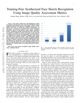 Training-Free Synthesized Face Sketch Recognition Using Image Quality
  Assessment Metrics