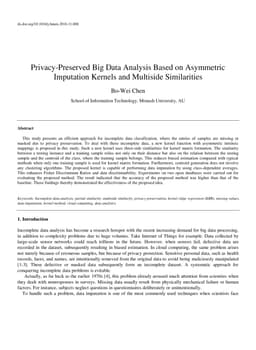 Privacy-Preserved Big Data Analysis Based on Asymmetric Imputation
  Kernels and Multiside Similarities