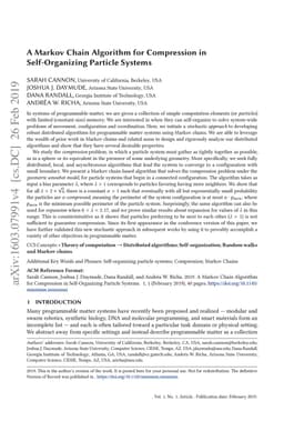 A Markov Chain Algorithm for Compression in Self-Organizing Particle
  Systems