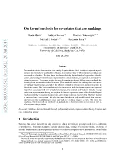 On kernel methods for covariates that are rankings