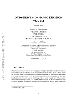 Data-Driven Dynamic Decision Models