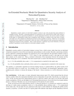 An Extended Stochastic Model for Quantitative Security Analysis of
  Networked Systems