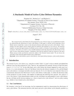 A Stochastic Model of Active Cyber Defense Dynamics