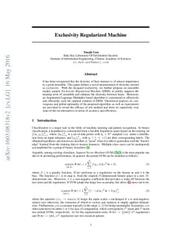 Exclusivity Regularized Machine