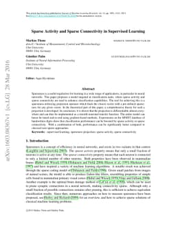 Sparse Activity and Sparse Connectivity in Supervised Learning