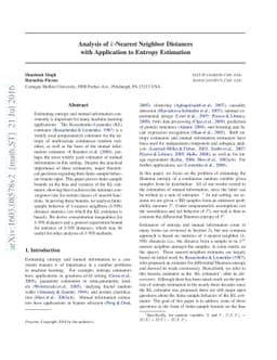 Analysis of k-Nearest Neighbor Distances with Application to Entropy
  Estimation