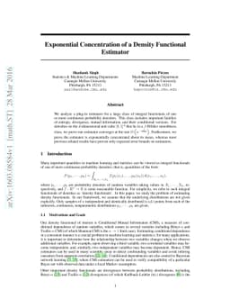 Exponential Concentration of a Density Functional Estimator