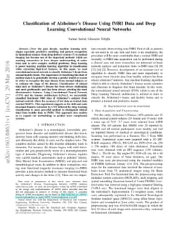 Classification of Alzheimer's Disease using fMRI Data and Deep Learning
  Convolutional Neural Networks