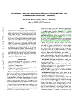 Shirtless and Dangerous: Quantifying Linguistic Signals of Gender Bias
  in an Online Fiction Writing Community