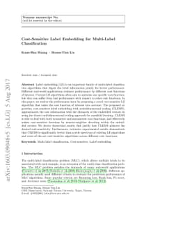 Cost-Sensitive Label Embedding for Multi-Label Classification