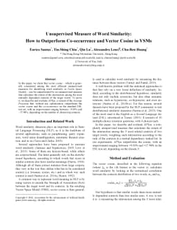 Unsupervised Measure of Word Similarity: How to Outperform Co-occurrence
  and Vector Cosine in VSMs