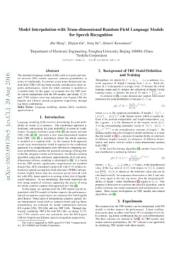 Model Interpolation with Trans-dimensional Random Field Language Models
  for Speech Recognition