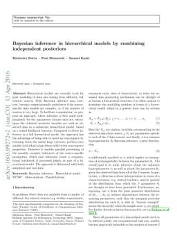 Bayesian inference in hierarchical models by combining independent
  posteriors