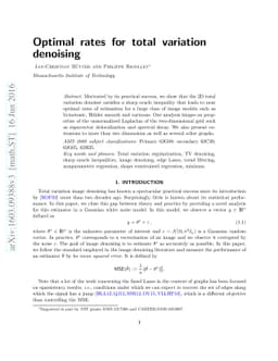 Optimal rates for total variation denoising