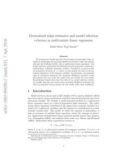 Generalized ridge estimator and model selection criterion in
  multivariate linear regression