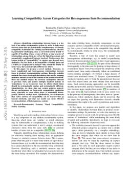 Learning Compatibility Across Categories for Heterogeneous Item
  Recommendation