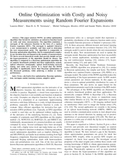 Online Optimization with Costly and Noisy Measurements using Random
  Fourier Expansions