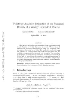 Pointwise Adaptive Estimation of the MarginalDensity of a Weakly
  Dependent Process