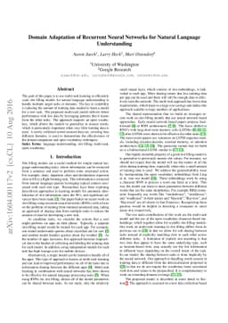 Domain Adaptation of Recurrent Neural Networks for Natural Language
  Understanding