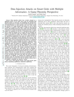 Data Injection Attacks on Smart Grids with Multiple Adversaries: A
  Game-Theoretic Perspective
