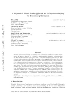 A sequential Monte Carlo approach to Thompson sampling for Bayesian
  optimization
