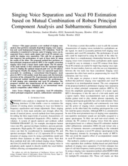 Singing Voice Separation and Vocal F0 Estimation based on Mutual
  Combination of Robust Principal Component Analysis and Subharmonic Summation