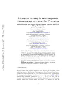 Parameter recovery in two-component contamination mixtures: the
  $\mathbb{L}^2$ strategy