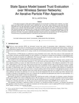 State Space Model based Trust Evaluation over Wireless Sensor Networks:
  An Iterative Particle Filter Approach