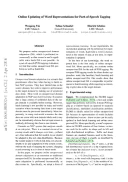 Online Updating of Word Representations for Part-of-Speech Tagging