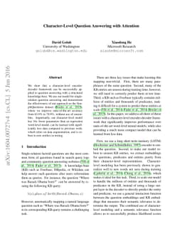 Character-Level Question Answering with Attention
