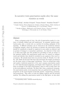 In narrative texts punctuation marks obey the same statistics as words
