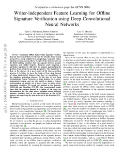 Writer-independent Feature Learning for Offline Signature Verification
  using Deep Convolutional Neural Networks