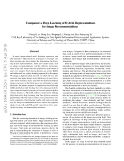 Comparative Deep Learning of Hybrid Representations for Image
  Recommendations