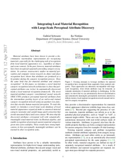 Integrating Local Material Recognition with Large-Scale Perceptual
  Attribute Discovery