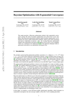 Bayesian Optimization with Exponential Convergence