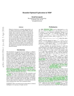Bounded Optimal Exploration in MDP