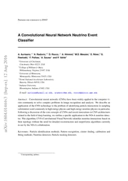 A Convolutional Neural Network Neutrino Event Classifier