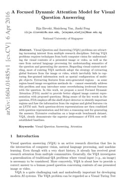 A Focused Dynamic Attention Model for Visual Question Answering