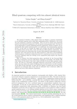 Blind quantum computing with two almost identical states