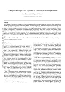 An Adaptive Resample-Move Algorithm for Estimating Normalizing Constants