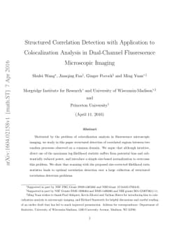 Structured Correlation Detection with Application to Colocalization
  Analysis in Dual-Channel Fluorescence Microscopic Imaging