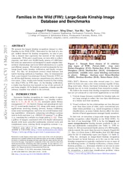 Families in the Wild (FIW): Large-Scale Kinship Image Database and
  Benchmarks