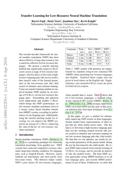 Transfer Learning for Low-Resource Neural Machine Translation