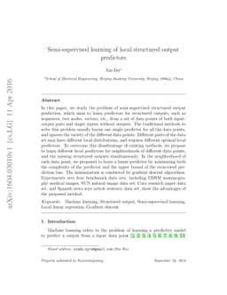 Semi-supervised learning of local structured output predictors