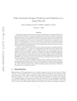 Fully-Automatic Synapse Prediction and Validation on a Large Data Set
