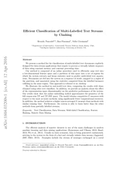 Efficient Classification of Multi-Labelled Text Streams by Clashing