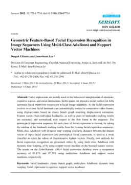 Geometric Feature-Based Facial Expression Recognition in Image Sequences
  Using Multi-Class AdaBoost and Support Vector Machines