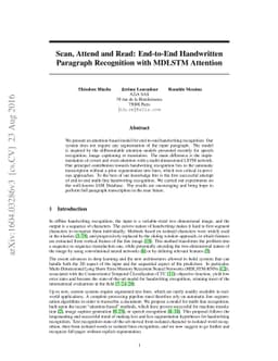 Scan, Attend and Read: End-to-End Handwritten Paragraph Recognition with
  MDLSTM Attention